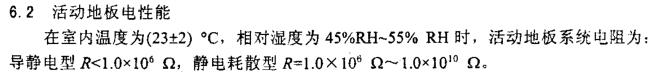 J/T 10796-2001 防靜電活動地板通用規范6.2中活動地板系統電阻要求